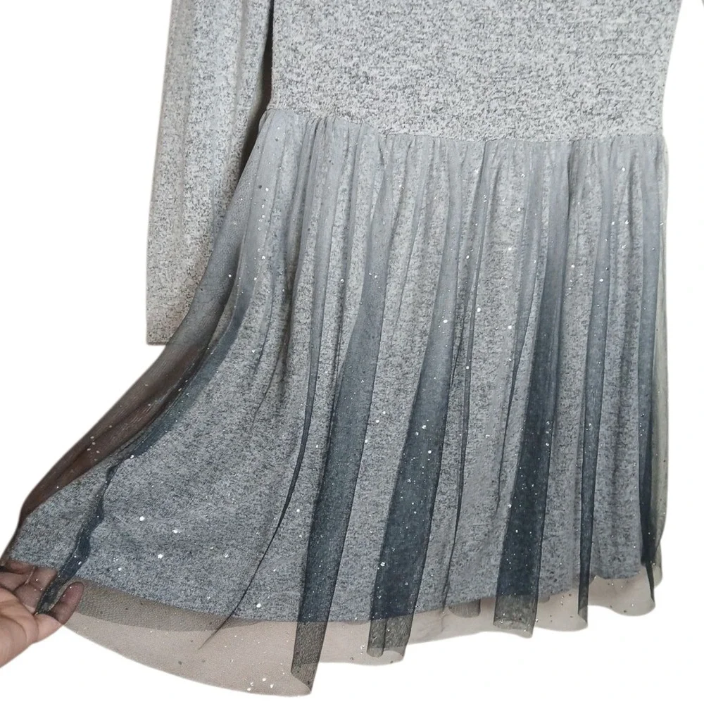 Cat & Jack Girls'  Gray  Long Sleeve Dress,‎ Size L ( 10/12)